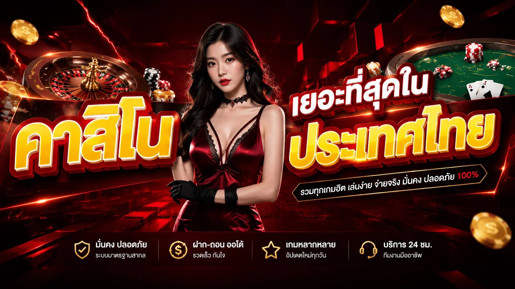 ห้องคาสิโนสดบาคาร่าออนไลน์และรูเล็ตถ่ายทอดสดจากสตูดิโอบน MGOLD